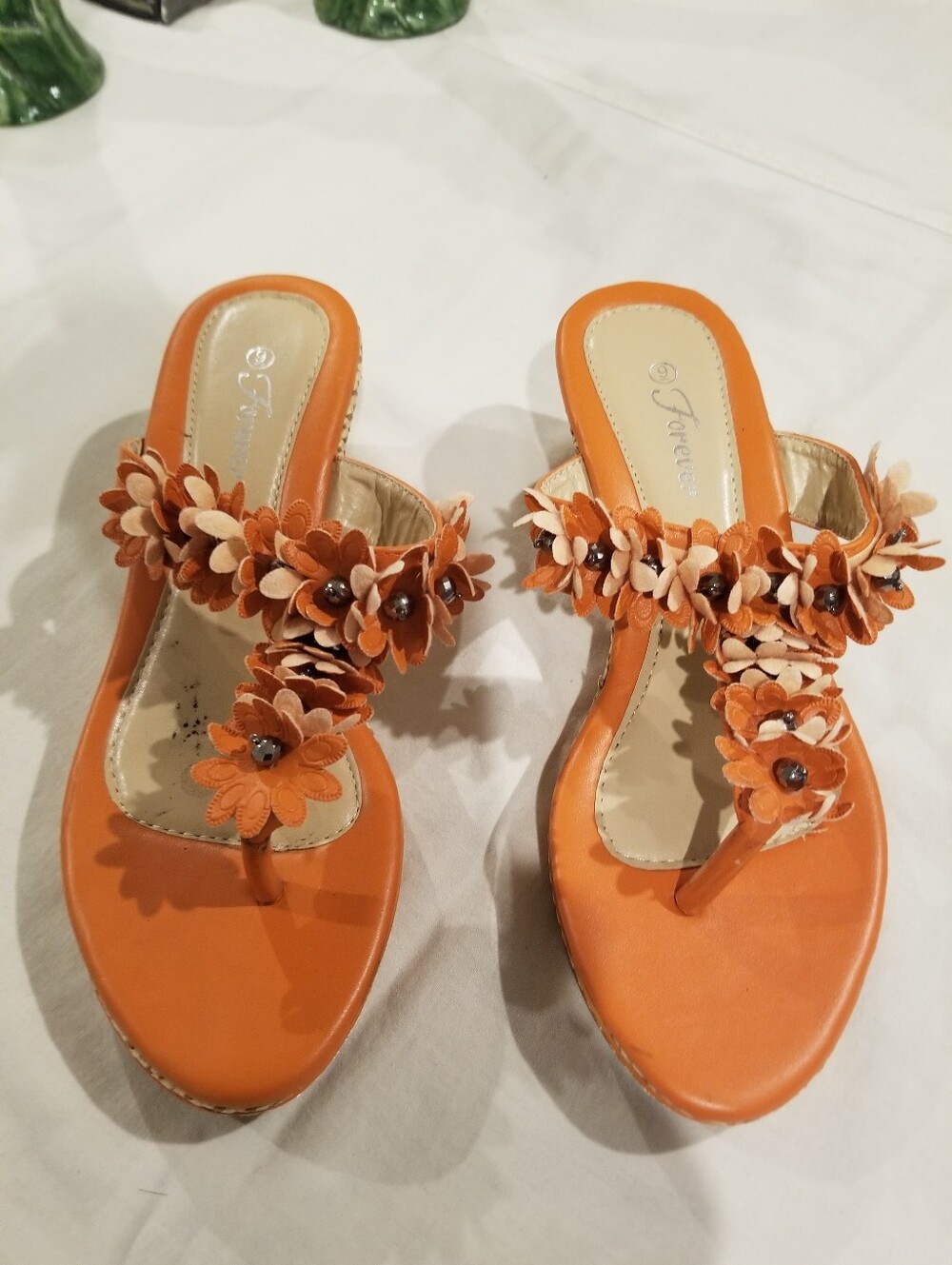 Orange Wedge Sandals